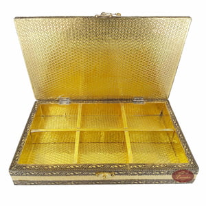 Big Rectangle Golden Rexine finish, Wooden Handmade Rajwadi Wooden Gift Box